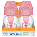 Dr. Brown's Natural Flow Anti-Colic Options+ Wide-Neck Baby Bottles 5 oz/150 mL,with Level 1 Slow Flow Nipple, Pink 4 Pack, 0m+ by TinyTreasures Baby Boutique
