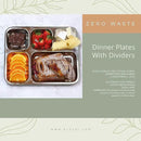 Extra Large Premium Stainless Steel Dinner Plates, 5 Compartments, Set of 2 | Eco Friendly Dinnerwear for Camping, Portion Control, Meal Prep, Lunch, and Party by CozyNest Decor
