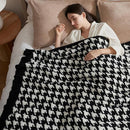 Snuggle Sac Houndstooth Throw Blanket for Couch, Reversible Super Soft Warm Blankets Cozy Knit Fuzzy Plush Lightweight Throws for Sofa, Bed, Camping, Black,50x60 inches by TinyTreasures Baby Boutique