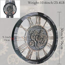 30 Inch Industrial Steampunk Wall Clock, Gray, Battery Operated, Real Rotating Gears, Solid Wood Frame, Oversized Wall Clock for Living Room Decor by CozyNest Decor