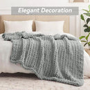 Chunky Knit Throw Blanket, 50''*60'' Knitted Throw Chenille Yarn for Bed Couch, Handmade Light Grey Crochet Big Thick Blanket, Machine Washable Cute Comfy Blanket for Home Decor by CozyNest Decor