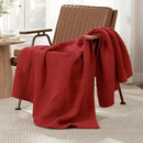 Amélie Home Chenille Knit Throw Blanket for Couch, Checkered Texture Decorative Soft Blanket for Sofa, Bed & Living Room, 50"x60", Red by CozyNest Decor