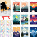 Blosssound 10 Set Pre Printed Canvas Pre Drawn Canvas Painting with Easel Kits 5" x 7" Outline Painting Panels for Beginners, DIY Craft Project, Party Favor, Home Decors(Sunset) by TinyTreasures Baby Boutique