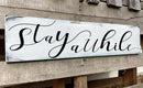 Farmhouse Stay Awhile Wood Sign, Entryway Sign Farmhous Wall Decor, Rustic Wall Art for Housewarming Gift (Stay Awhile) 4x16 Inch by CozyNest Decor
