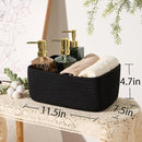 Small Storage Baskets for Organizing | Closet Organizer Bins | Shelf Toy Basket | Woven Rope Baskets | Cube Decorative Box | Shallow Basket | 11.5x7.5x4.7” | 3 Packs Black by TinyTreasures Baby Boutique