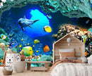The Undersea World Wallpaper Ocean Dolphin Fish Wall Mural Large Wall Decor for Living Room Bedroom Dining Room(Not Self-Adhesive) by TinyTreasures Baby Boutique