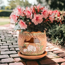 Ceramic Pot with Drainage Hole and Saucer, Plant Pots, Modern Decorative Planters for House Plants Indoor Flowers Plants, Cute Flower Pot - Gifts (Mushrooms) by CozyNest Decor