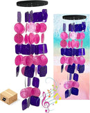 Bellaa 24841 Wind Chimes Outdoor, Garden Decorations, Musical, Indoor/Outside Windchimes, Beach, Ocean Breeze, Gifts for Mom, Gift for All Occasions, Capiz Sea Glass Shells Wood Pink Purple by CozyNest Decor