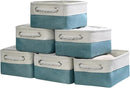 TcaFmac Organization and Storage Basket for Gifts Empty - 12x8x5.2 inch Small 6 Pack Collapsible Storage Basket for Organizing, Fabric Storage Bins for Toy Books Shelves(White & Green) by CozyNest Decor