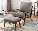 Mid Century Modern Accent Chair with ottoman, Farmhouse Linen Upholstered Living Room Armchair and Ottoman Set, 23" Seat Wide Retro Leisure Lounge Chair with Wood Frame for Home, Bedroom, Office, Grey by CozyNest Decor