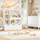 FOTOSOK 47'' Kids Bookcase and Bookshelf, Multifunctional Bookcase with 5 Storage Cubbies and 3 Movable Drawers, Toy Storager Display Stand, Toy Storage Organizer for Bedroom, Playroom, Hallway, White by TinyTreasures Baby Boutique