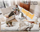 Oversized Modular Sofa Comfy Cloud Couch with Storage, Extra Deep Plush Sectional Sofa Set for Living Room, Covers Washable, Chenille, Olar (White, 6-seatser with Corner & Ottoman, v-Shaped) by CozyNest Decor