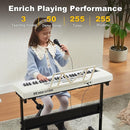 61 Key Piano Keyboard, Electric Keyboard Piano with Light-Up Keys, 255 Tones/Rhythms, Smart Learning System, Headphone, Microphone, Keyboard Stand, Stool, Stickers, Piano Keyboard Set for Beginners by TinyTreasures Baby Boutique
