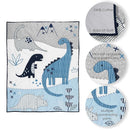 Lambs & Ivy Baby Dino Blue/White Dinosaur Nursery 6-Piece Crib Bedding Set by TinyTreasures Baby Boutique