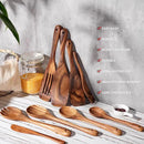 Wooden Cooking Utensils Set, 9 PCS Teak Wood Spoons, Spatula, Slotted Spoon, Handmade Modern Kitchen Utensils by CozyNest Decor