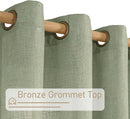 LAMIT Living Room Linen Curtains 90 Inch for Bedroom, Bronze Grommet Linen Textured Sheer Curtains Light Filtering Burlap Drapes for Farmhouse, 2 Panels, 52 x 90 Inch, Sage Green by CozyNest Decor