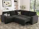 Belffin Modular Sectional Sleeper Sofa with Pull Out Couch Bed Velvet Convertible L Shaped Sectional Couch for Living Room Apartment Grey by CozyNest Decor