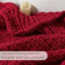 Chunky Knit Blanket Throw, 100% Hand Knit Throw Blanket Handmade Chenille Cable Knit Throw for Couch, Stylish Cozy Soft Rope Knot Crochet Blanket for Home Decor, Red, 50x60 Inches by CozyNest Decor