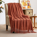 MIULEE Fall Rust Knitted Throw Blanket for Couch Terracotta Boho Textured Cozy Woven Rustic Blanket with Tassels for Sofa Chair Bed Living Room Farmhouse Decor Acrylic Wave Pattern 50"x60" by CozyNest Decor