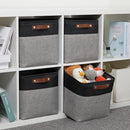 DULLEMELO Cube Collapsible Storage Bins, 12 inch Fabric Storage Cubes Bins Canvas Organization Baskets, Linen Closet Organizers Boxes for Home Organization and Storage (4 Pack - 12" Black&Grey) by TinyTreasures Baby Boutique