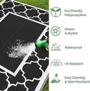 GENIMO 5' x 8' Outdoor Rug Waterproof for Patio Decor, Foldable Reversible Plastic Straw Area Rugs Mat for Camper, Outside Carpet for Rv, Deck, Porch, Picnic, Beach, Balcony, Black & White by GreenHaven Gardens