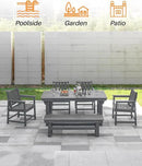 HDPE Outdoor Bench, 55" Patio Bench Outdoor Furniture, Poly Lumber Adirondack Benches, Fade-Resistant HDPE Garden Backless Benches for Park, Poolside, Porch, Smoke Gray by CozyNest Decor