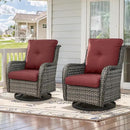Outdoor Swivel Rcoker Wicker Chairs - Swivel Patio Chairs Set of 2 Patio Furniture Sets with Covered Cushion for Porch Deck Balcony Backyard, Red by GreenHaven Gardens