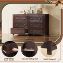 WLIVE Farmhouse 6 Drawer Dresser for Bedroom, 53.07'' Wide Wood Dresser, Storage Organizer with Double Rustic Handle, TV Stand for 60 inch TV, Chest of Drawers for Living Room, Hallway, Brown by CozyNest Decor