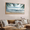 Framed Tropical Beach Wall Art - Ocean Waves Canvas Pictures Coastal Blue Sky and Sea Print Seaside Palm Tree Leaves Scene Painting Artwork Living Room Bedroom Office Home Decor 24" x 48" by CozyNest Decor