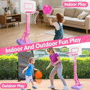 Toddler Pink Basketball Hoop Indoor Outdoor Age 1-3, Adjustable Kids Basketball Hoop with 3 Balls Backyard Outside Girls Basketball Goal Sport Toys for 1 2 3 4 Year Old Baby Girl Birthday Gifts by TinyTreasures Baby Boutique