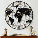 Large Wall Clock - 24 Inch World Map Minimalist Modern Round Metal Wall Clock Silent Non-Ticking Battery Operated Wall Clocks for Living Room Kitchen Office Farmhouse Home Decor by CozyNest Decor