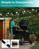 LAND·VOI 4 Pack String Light Poles, 9FT Heavy Duty Metal Light Poles for Outside String Lights, Outdoor light poles with 5 Prong Fork, Light Pole Stand for Patio, Backyard, Garden, Deck, Black FLP14B by GreenHaven Gardens