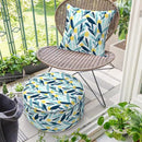 Inflatable Ottoman Stool D21 xH9 for Outdoor/Indoor Use, Water Repellent Patio Foot Rest Stool with Portable Handle,Round Pouf Ottoman Suitable for Garden,Deck and Camping - Leaves Multi by CozyNest Decor