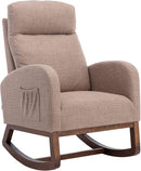 Dolonm Nursery Rocking Chair for Living Room, Upholstered Mid-Century Modern Nursery Rocking Armchair Tall Back Accent Glider Rocker, Camel by TinyTreasures Baby Boutique