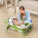 Collapsible Baby Bathtub for Newborns to Toddler with Real-time Temp Monitor & Floating Cushion,Portable Travel Tub for 0-36 Month, Foldable Baby Bath Tub for Infants(Green) by TinyTreasures Baby Boutique
