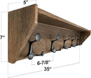 SKOLOO Wall Shelf with Hooks, 35-Inch Weathered Brown Coat Rack Wall Mount with Shelf Organizer - Lightweight & Sturdy, 5 Tri Hooks - Perfect for Entryway, Hallway, Living Room, Bedroom, Mudroom by CozyNest Decor