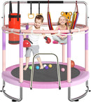 Trampoline for Kids, Upgrade Full Anti-Rust 440lbsToddler Trampoline with Net, Upgraded Ring Legs with Adjustable Gymnastics Bar&Toys, Gifts for Ages 1-8 Boys&Girls by TinyTreasures Baby Boutique