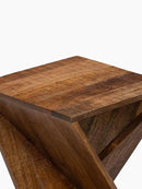 Modern Hand Made One-of-a-Kind Carved Mango Wood End Table, Farmhouse Side Table,Farmhouse End Table,Living Room,Bedroom, Accent Table, Contemporary Architectural Designed Natural by CozyNest Decor