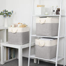 Bidtakay Fabric Basket Set - Large Square Organizer Bins, 13x13, Set of 3, White & Grey by TinyTreasures Baby Boutique