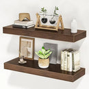 Floating Shelves for Wall, 24" W x 6.7" D x 1.5" H, Wooden Wall Mounted Display Shelves with Invisible Brackets for Living Room, Bedroom, Bathroom, Kitchen Decor and Storage, Set of 2, Walnut by CozyNest Decor