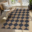 Lahome Checkered Easy Jute Entryway Rug, 3x5 Washable Area Rugs for Living Room Outdoor Patio, Non Slip Blue Indoor Door Mat Checkerboard Throw Carpet for Entry Front Door Guestroom Deck by CozyNest Decor