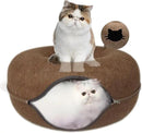 Donut Cat Tunnel Bed Peekaboo Cat Cave for Large Cats Up to 30 Lbs, Kitty Interactive Playing Tent House for Multiple Cats,Detachable,Scratch Resistant (Brown, Large - 24 Inch Diameter) by CozyNest Decor
