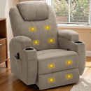 Recliner Chair, 360° Swivel Rocker Chair for Adults, Rocking Recliner Chair with Massage, Comfy Single Sofa with Side Pockets Cup Holders for Living Room, Bedroom, Nursery (Fabric, Khaki) by TinyTreasures Baby Boutique
