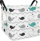 FANKANG Square Nursery Hamper Storage Bins Canvas Laundry Basket Foldable with Waterproof PE Coating Storage Baskets Gift Baskets for Children, Office, Bedroom, Clothes（Square-whales ） by TinyTreasures Baby Boutique