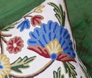 Dahlia Floral Pillow Cover - Cream Flower Pillowcase - Outdoor Cushion - Suzani Farmhouse Chair Throw - Traditional Chair Cushions - Hand Embroidered Wool Size - 18x18 by CozyNest Decor
