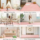 Baby Play Mat for Floor Tummy Time Mat Nursery Rug Muscle Mat Area Rug Playroom Rug Tatami Mat 9'2"x6'7" Memory Foam 1.3" Thick Crawling Mat for Babies,Toddlers, Infants, Kids,Floor Mat(Pink) by CozyNest Decor