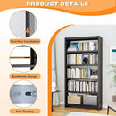 5 Tier Book Shelf, Metal Bookshelf, 69.3” Tall Black Bookcase, Free-Standing Industrial Bookshelves, Tools-Free Assembly Book Storage Organizer for Bedroom, Living Room, Office (Black) by CozyNest Decor