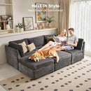 Modular Sectional Sofa, 130.7 Inch U Shaped Couch Set for Living Room, 4-Seater Comfy Cloud Couches with Two Movable Ottoman, Plush Corduroy, Gray by CozyNest Decor