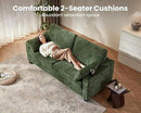 CHIC HOUSE Pull Out Sofa Bed, Full Size Sleeper Sofa, 2-in-1 Convertible Corduroy Couch with USB Charging, Memory Form Couch for Living Room, Apartment and Small Space (Green, Chenille - Queen Size) by CozyNest Decor