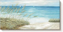 Beach Sea Canvas Wall Art: Coastal Reed Hand Painting Abstract Blue Ocean Sailboat Nautical Picture Modern Seascape Grass Path Artwork Decor for Living Room Bathroom Bedroom by CozyNest Decor